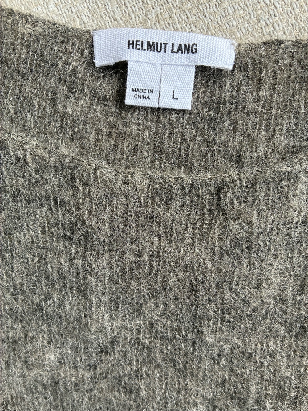 Helmet Lang Sweater Women’s Large Alpaca Wool Gray Cream Colorblock Mohair - Picture 3 of 9
